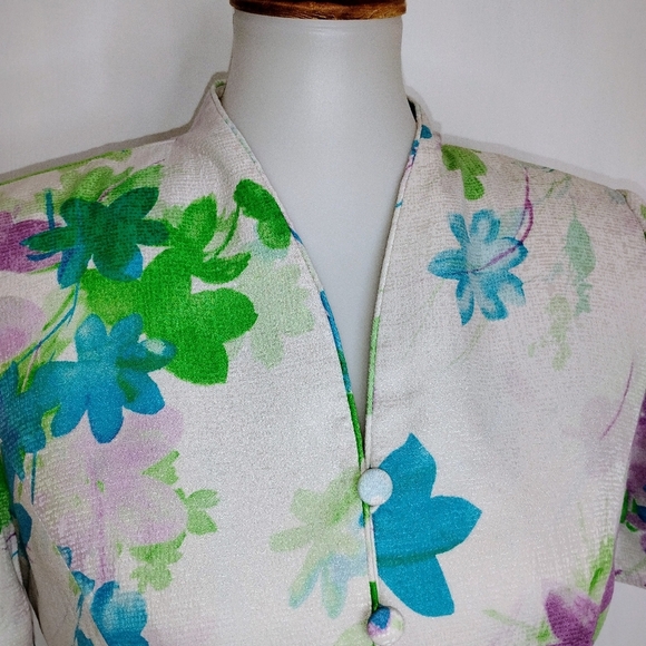 VINTAGE ADRIANA PAPELL FLORAL SILK ENSEMBLE - Picture 6 of 14